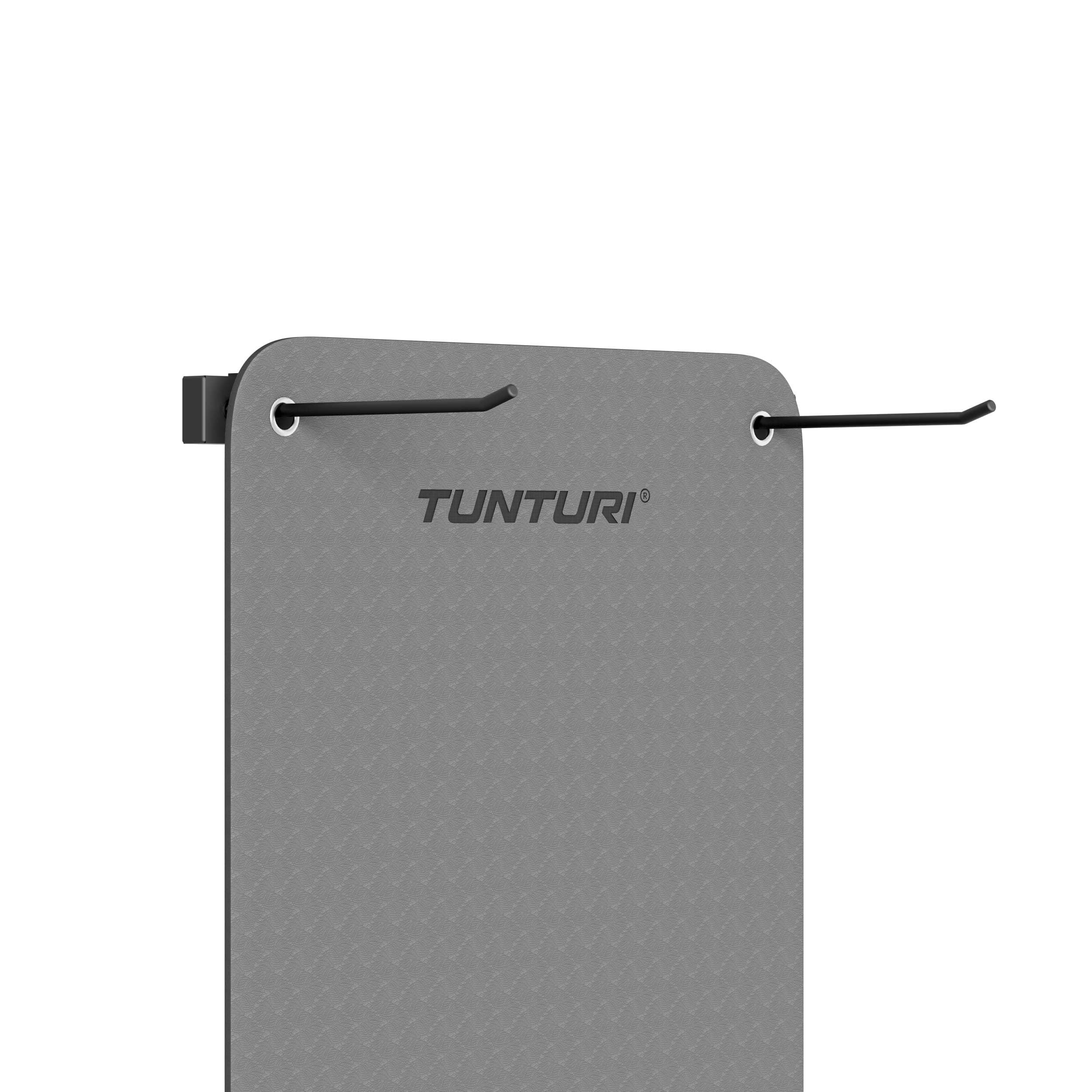 Tunturi Platinum - Soporte de pared para esterilla de fitness, montaje en pared, fácil instalación, color negro