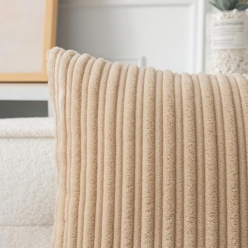 Miniatura 473 de UGASA - Juego de 2 fundas de almohada de terciopelo a rayas, funda decorativa para cojín con cremallera oculta para el hogar, sofá, dormitorio,