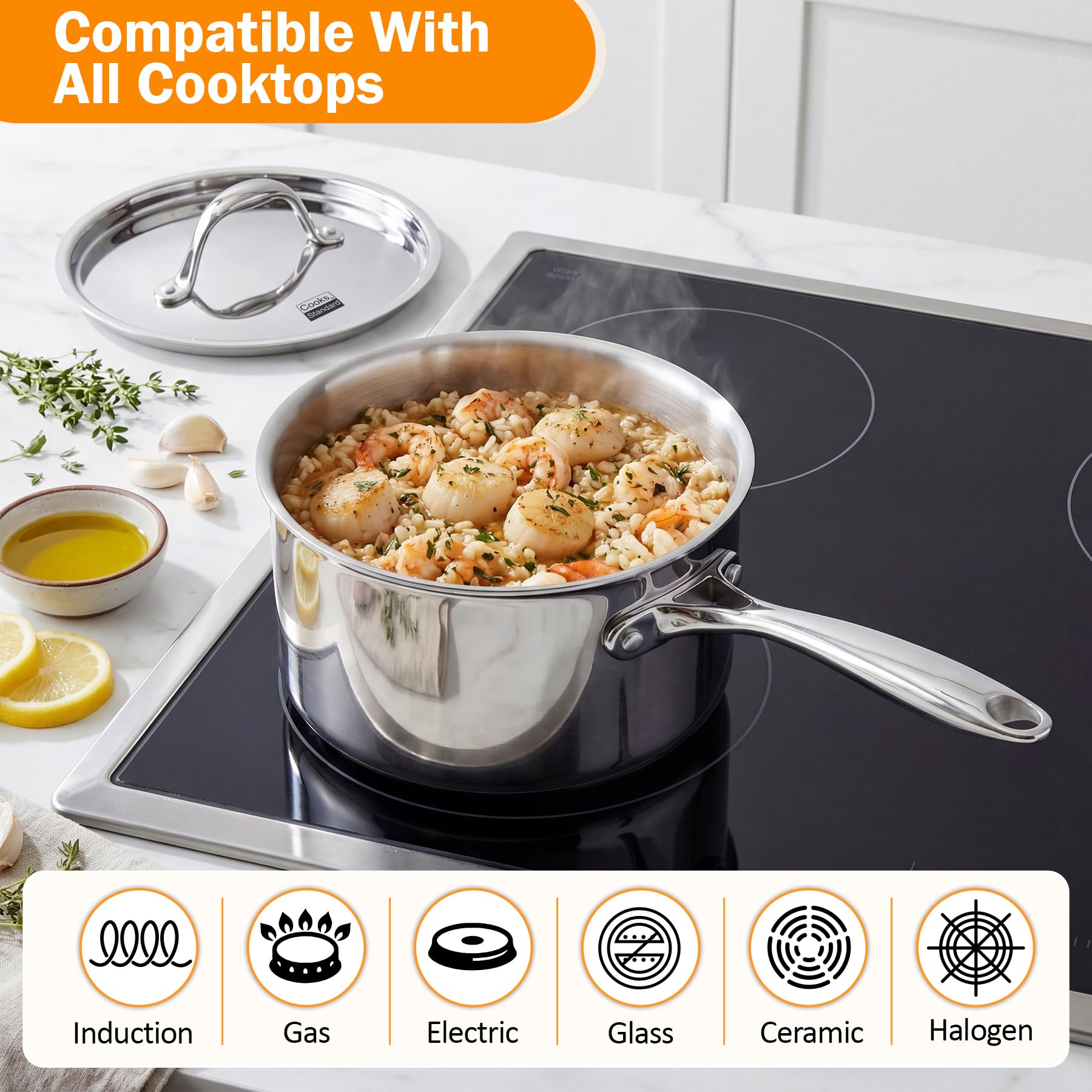 Cooks Standard Stainless Steel Saucepan - 3 Quart -3