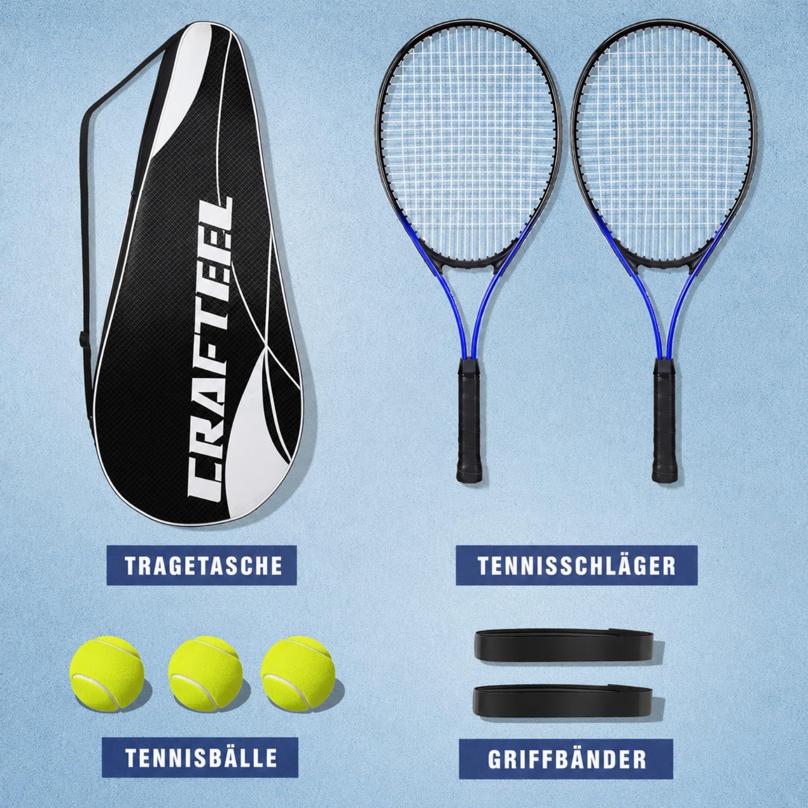 68,6 cm Tennisschläger 2er Set Familie Anfänger 27 Zoll Tennisschläger Set für Outdoor Freizeit Sport Spiel