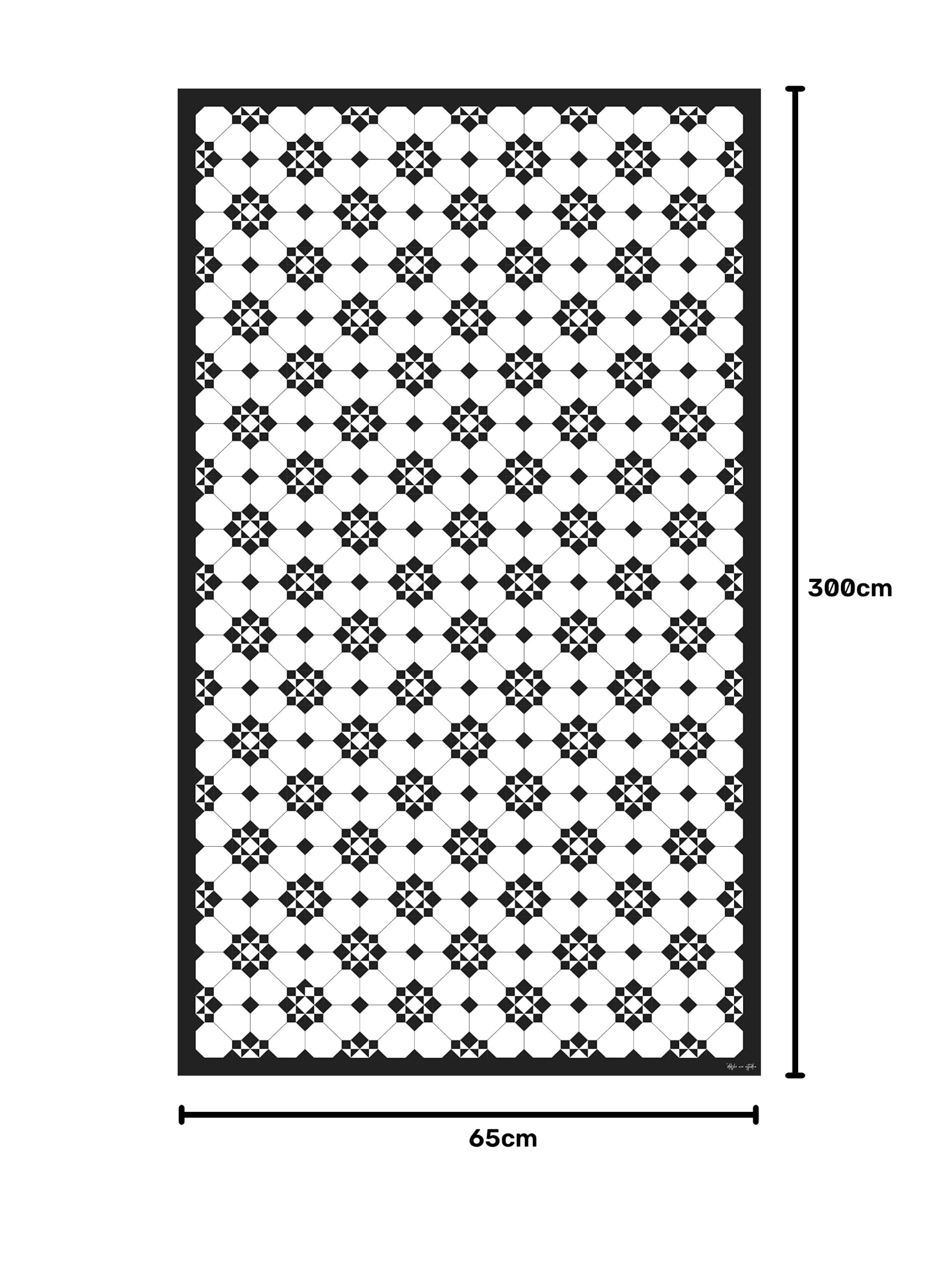 DobleUve Estudio Tapis Vinyle 34 | Noire | 65x300 cm | Tapis Cuisine et Salon Antidérapant Antifongique Ignifuge | Tapis Enfants et Bain PVC