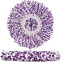 Vista 5 de Paquete de 3 cabezales de repuesto para trapeador giratorio, forma redonda, tamaño estándar, repuestos de cabezal de fregona de microfibra