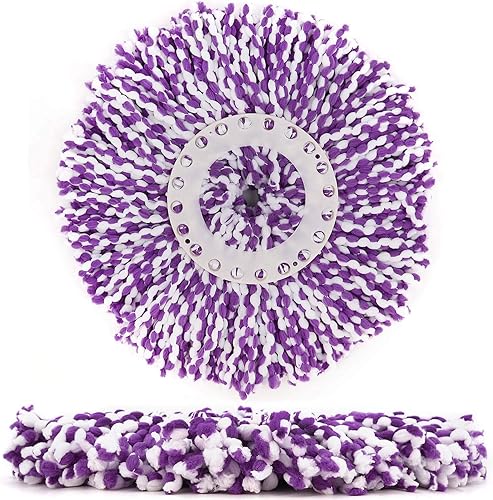 Miniatura 5 de Paquete de 3 cabezales de repuesto para trapeador giratorio, forma redonda, tamaño estándar, repuestos de cabezal de fregona de microfibra para