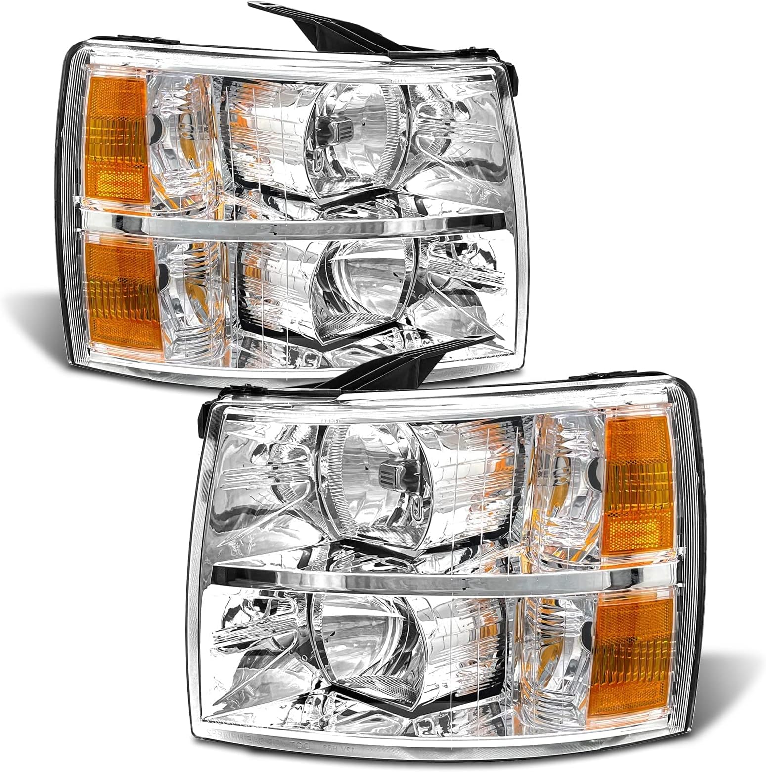 Headlight Assembly for 2007-2013 Chevy Silverado 1500 2007-2014 Silverado 2500HD 3500HD Halogen Fit 2007 New Body Style 2014 Old Body Style W/O Bulbs