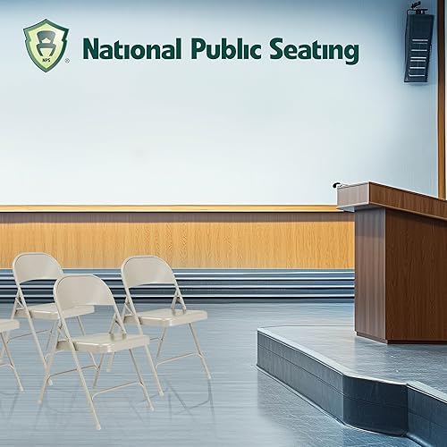 Miniatura 4 de National Public Seating Silla estándar plegable de acero con tapizado de vinilo. caja x 4, Gris, 4 Gris,Beige,Negro