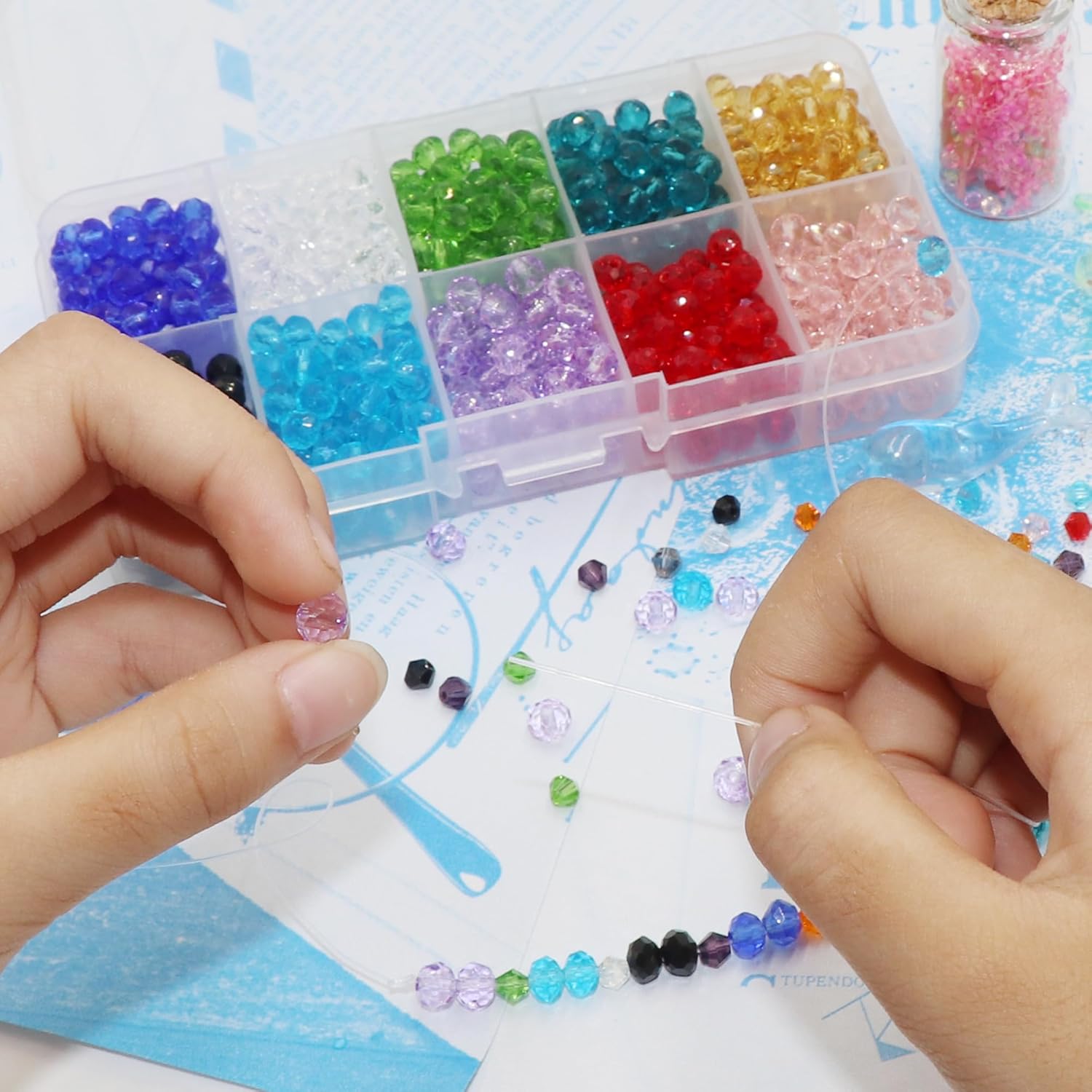 700Pcs Briolette Crystal Glass Beads Faceted Assorted Colors Spacer Beads for DIY Bracelets Crafts Jewelry Making with Box (6MM, Briolette) - Image 3