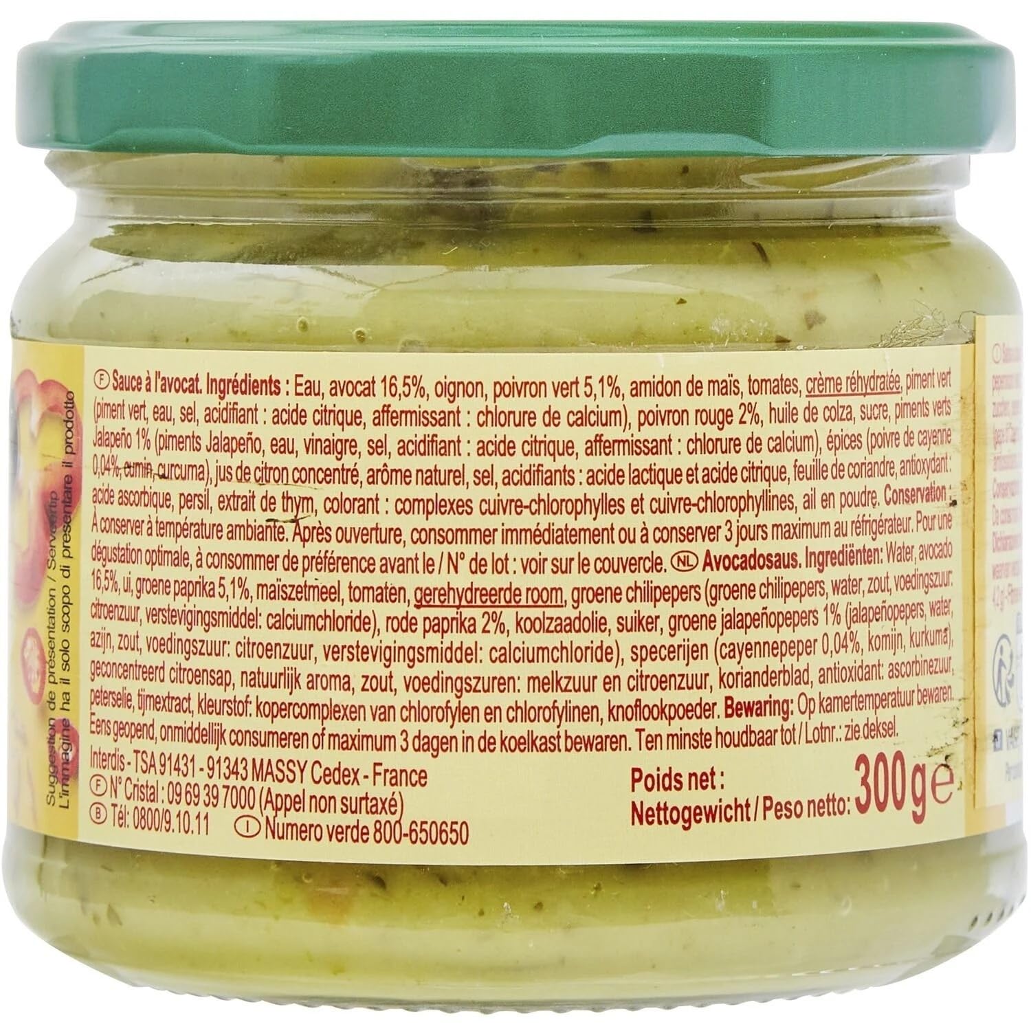CARREFOUR SENSATION - Sauce Dip Guacamole - Idéale pour Apéritif et Tortilla Chips - Sauce Onctueuse à l’Avocat - le pot de 300 g - Le Lot De 4