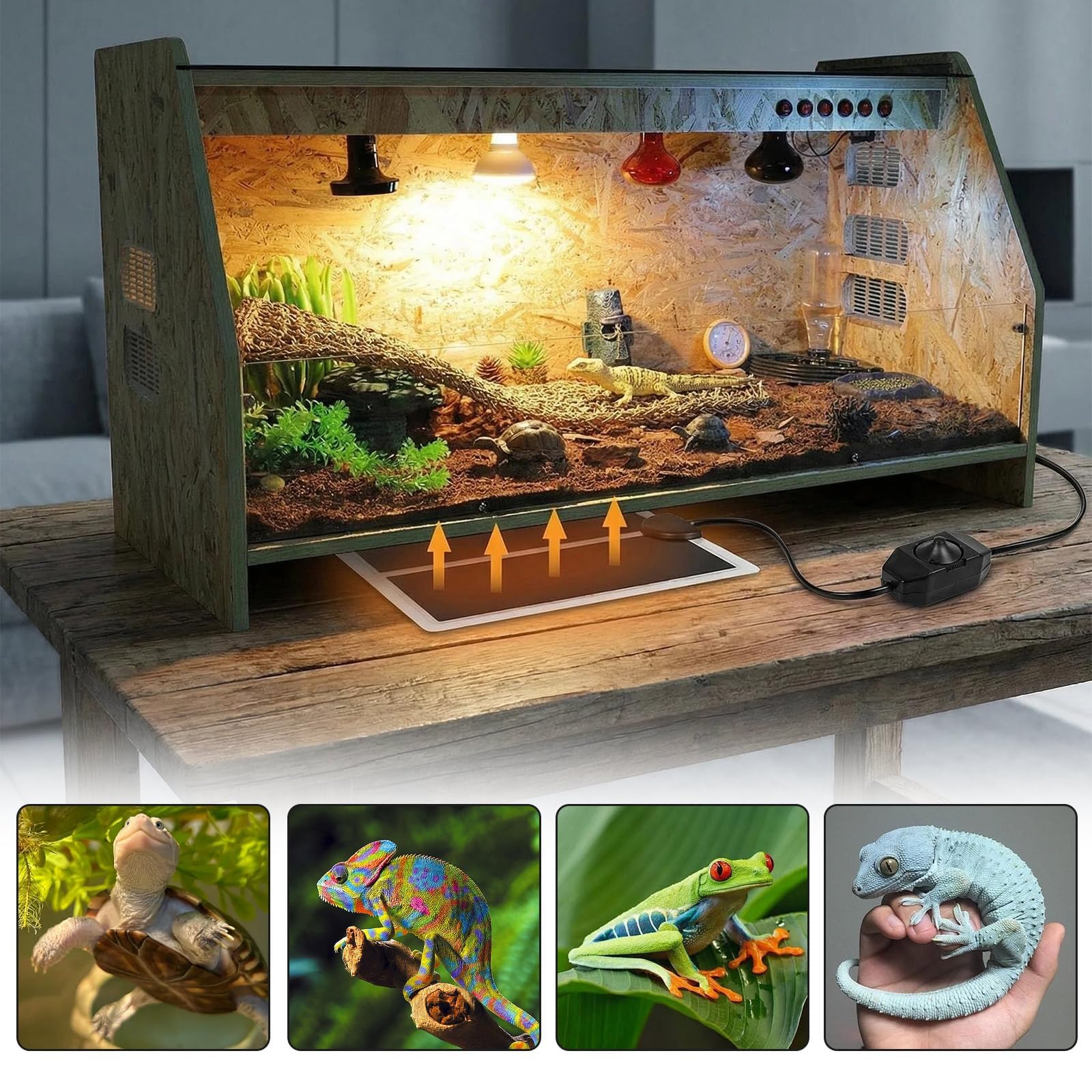 XiDeShop Manta Calefactora para Reptiles 15x14cm - Temperatura Ajustable para Terrarios - Ideal para Tortugas Serpientes Lagartos Geckos — view 6
