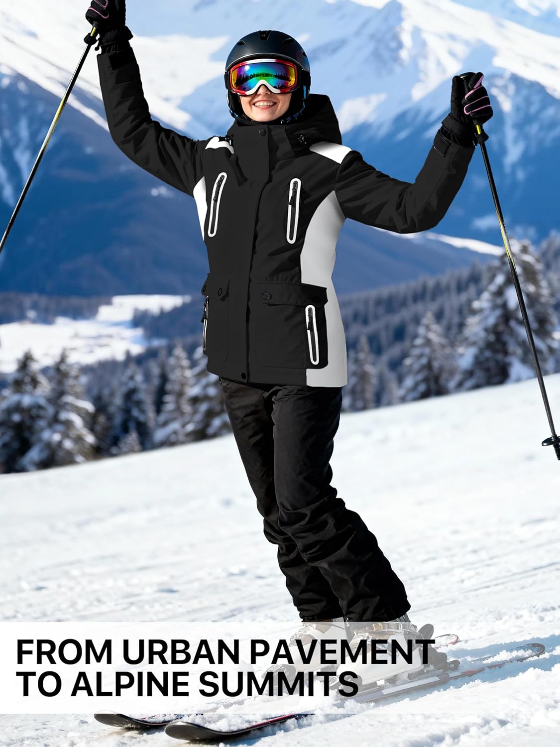 FREE SOLDIER Women's Waterproof Ski Snow Jacket Warm Fleece Lined Winter Rain Jacket with Hood Fully Taped Seams - Image 6