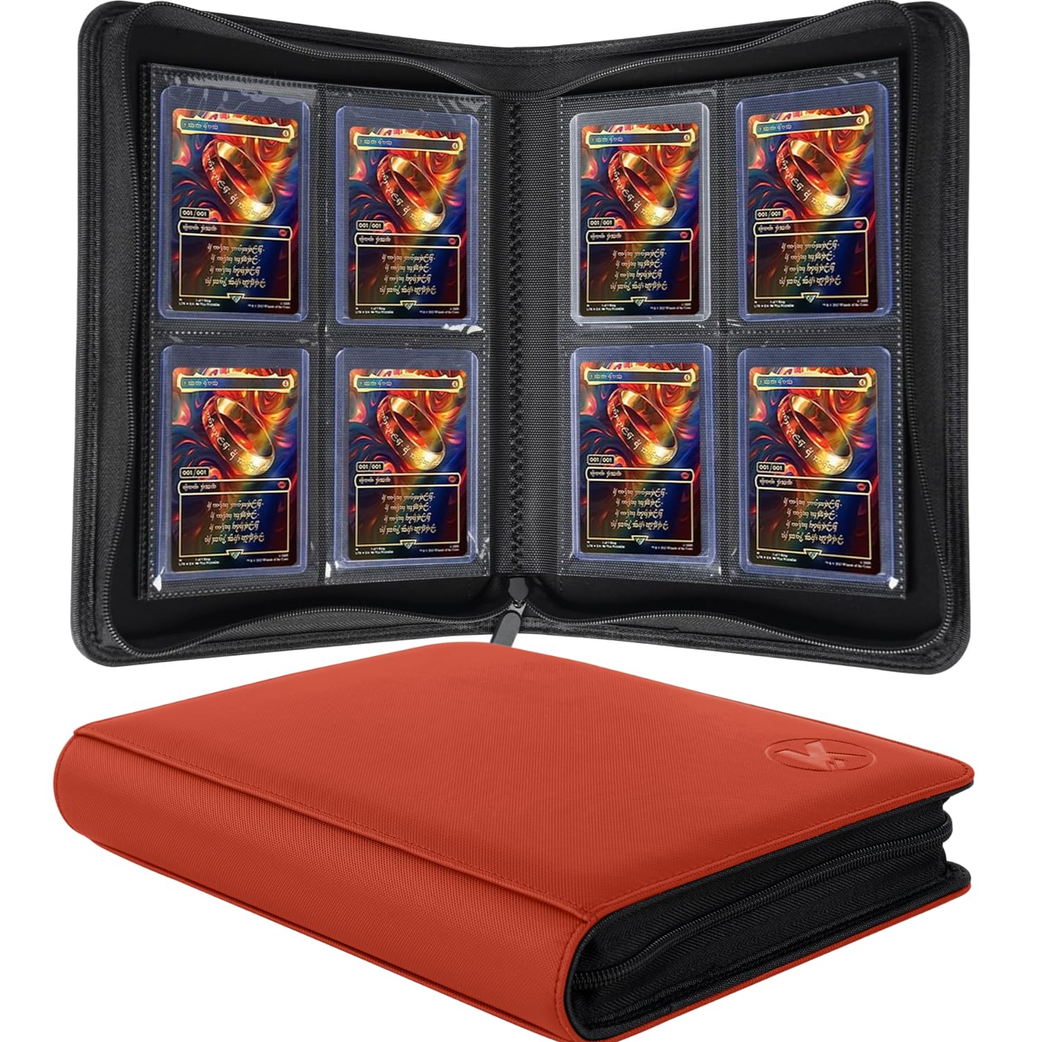 Top loader Binder, Holds 128+ Toploaders（Red）