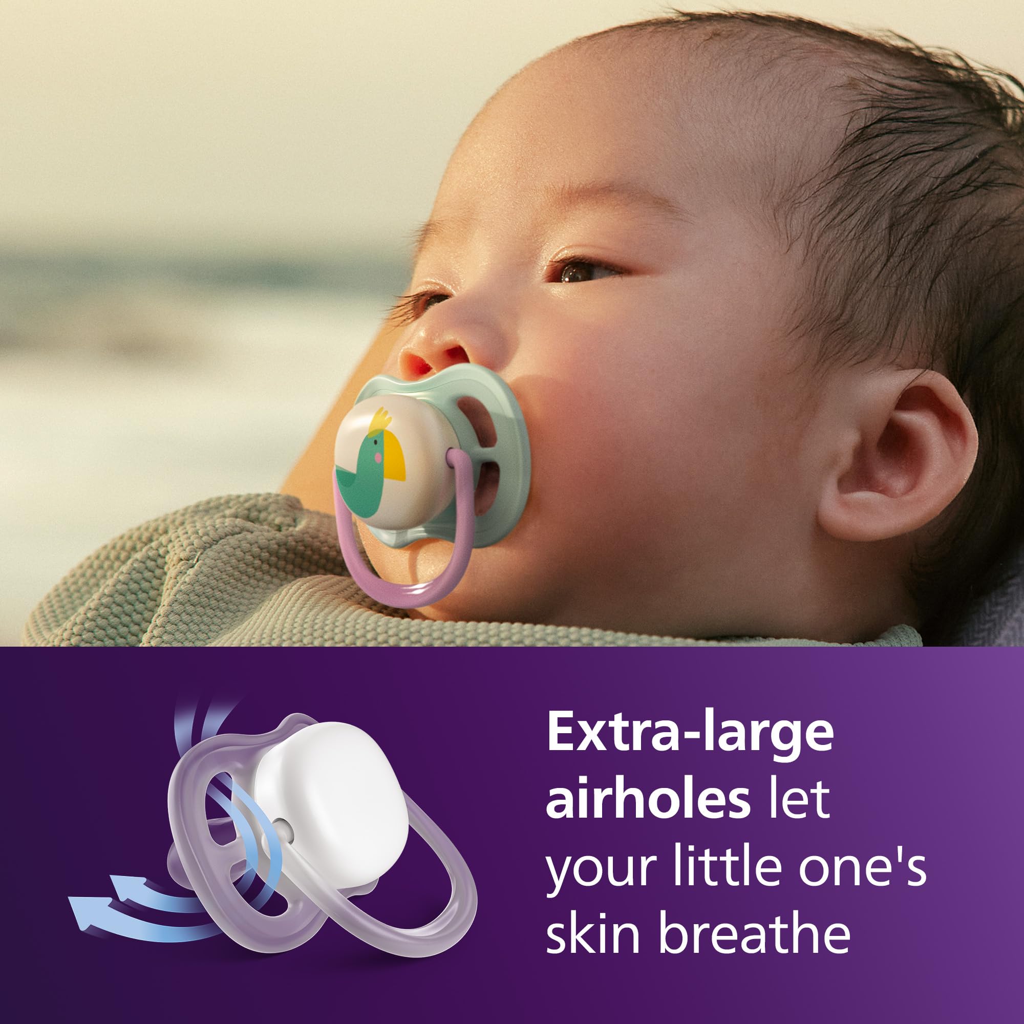 Philips Avent Ultra Air Soothers, Orthodontic Design, for Babies 0-6 Months, Soft Silicone Symmetrical Teat, BPA-Free - Image 2