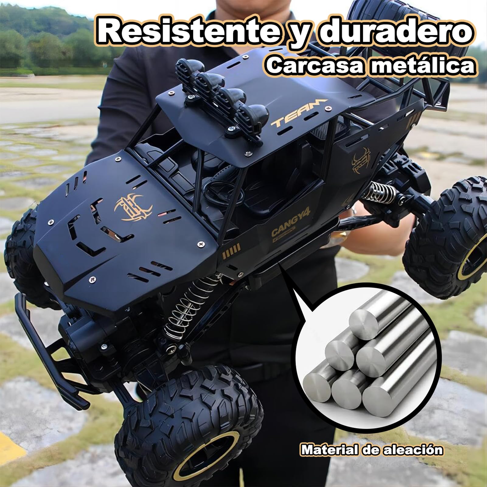Jiakora 1:12 Coche Teledirigido Grande, 2.4GHz Coche RC Juguetes, Coches Teledirigidos 4x4 de con Luces, Monster Truck Teledirigido, 2 Baterías, Juguetes Coches para Adultos y Niños Mayores de 6 años