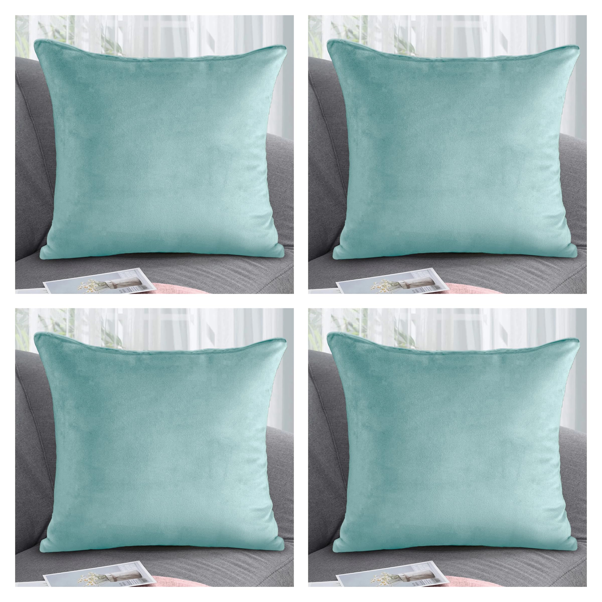 Seechoo Velvet Cushion Covers, Set of 4, 45x45cm, Extra Soft Plush, 17 Colours — image 1