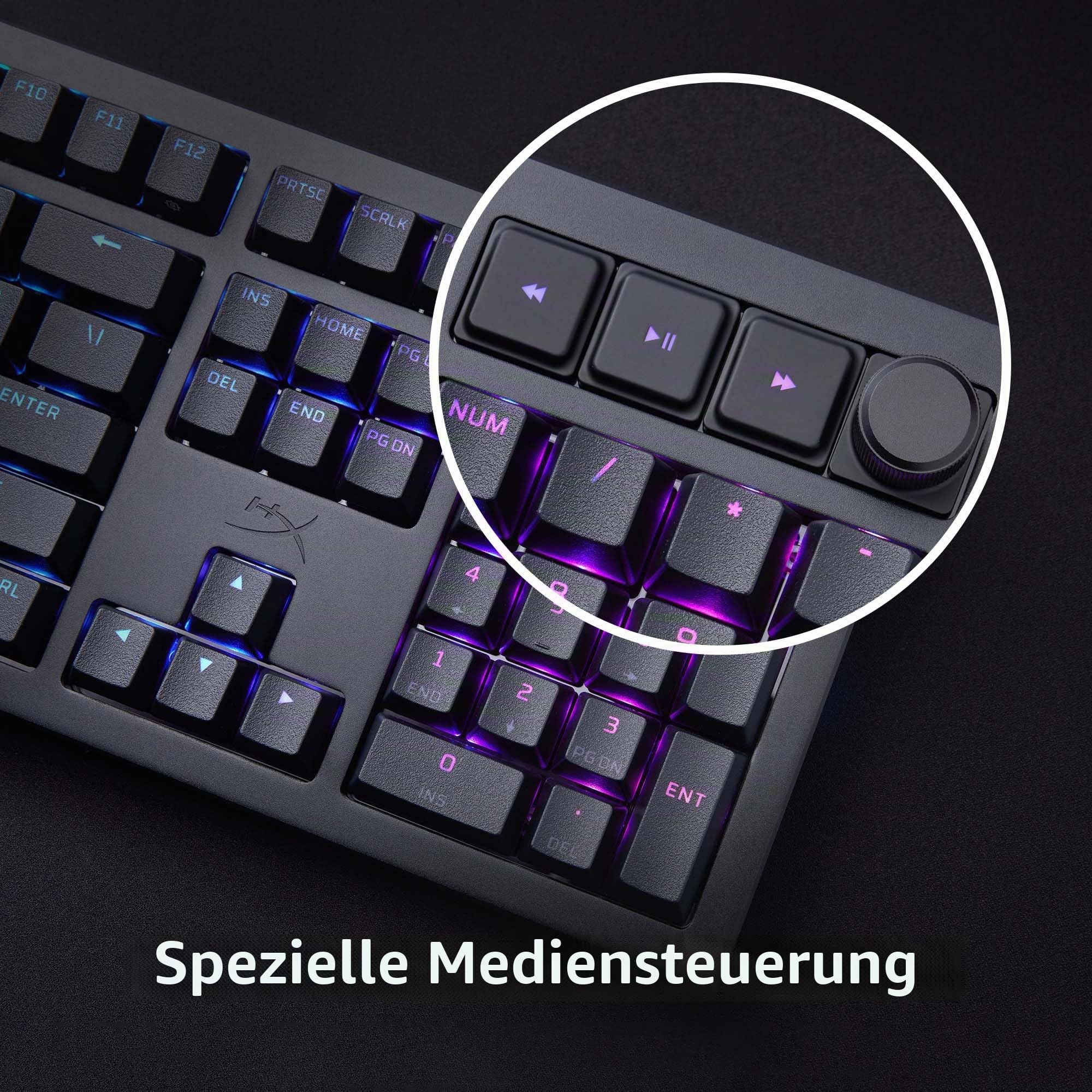 HyperX Alloy Rise – Hot-Swappable mechanische Gaming-Tastatur, PC, Umgebungslichtsensor, Dichtung montiert, lineare Schalter
