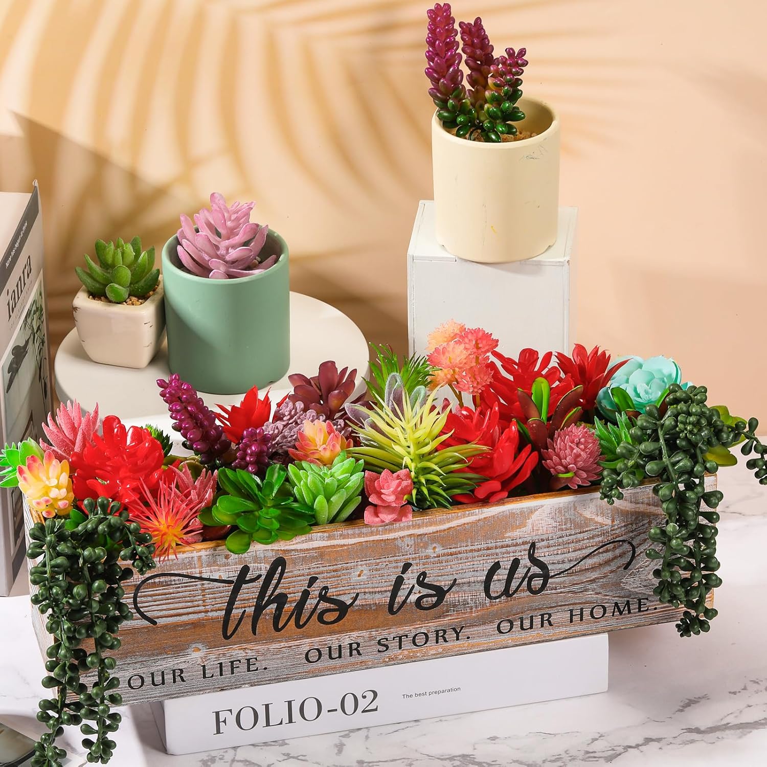 Lyrow 100 Pcs Artificial Succulents Bulk Unpotted Realistic