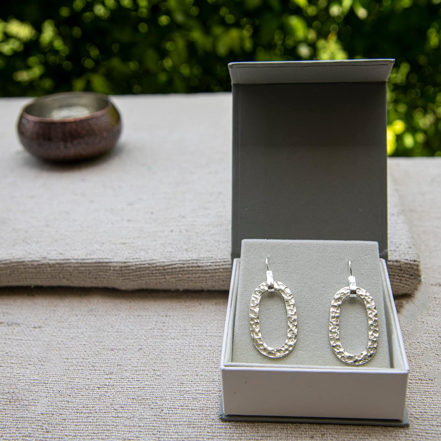 DeKulture Hand Hammered Oval Hoop 925 Sterling Silver Hoop Earring Jewelry For Women