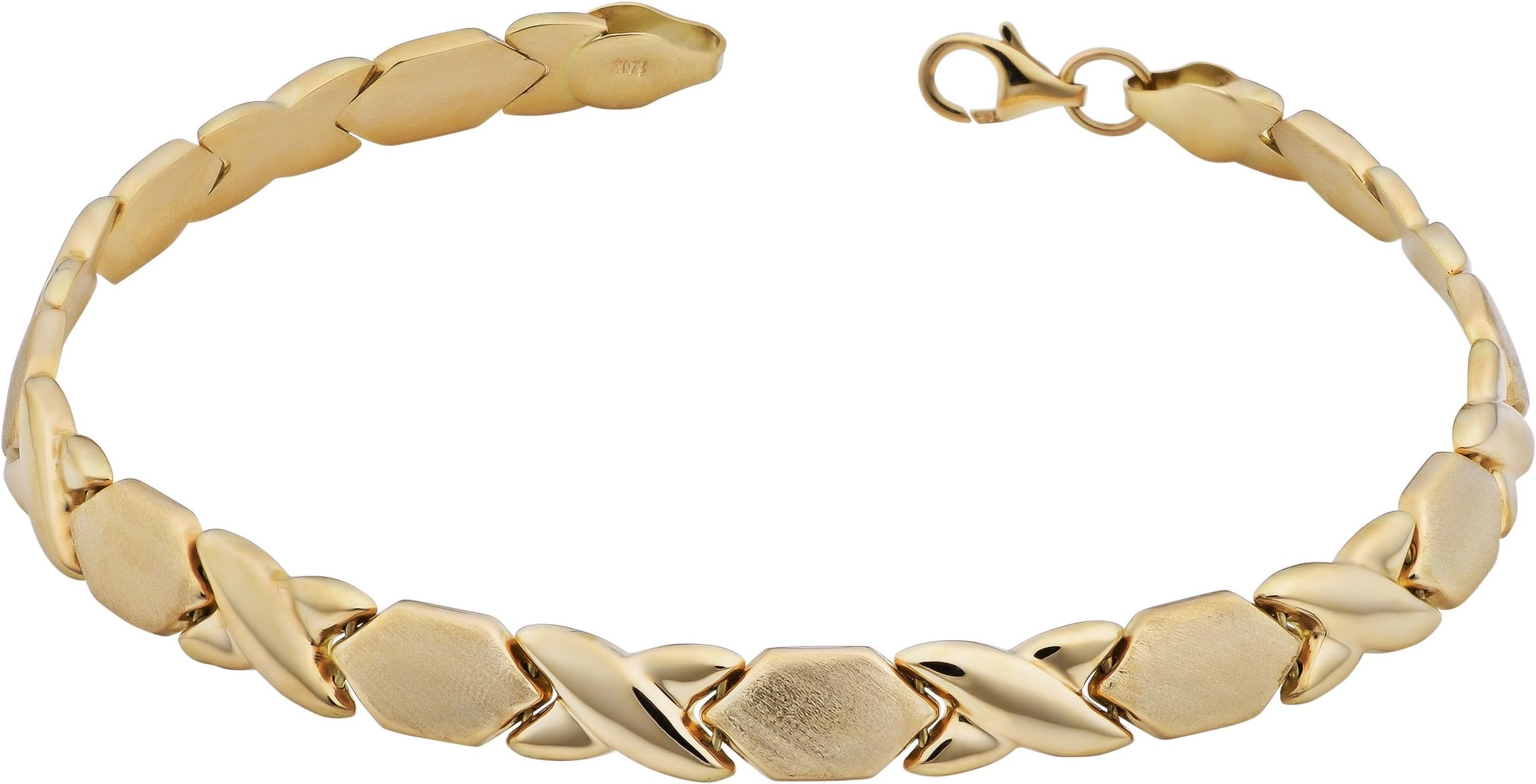 14k Yellow Gold Hugs and Kisses XOXO Bracelet (7.5 inch)