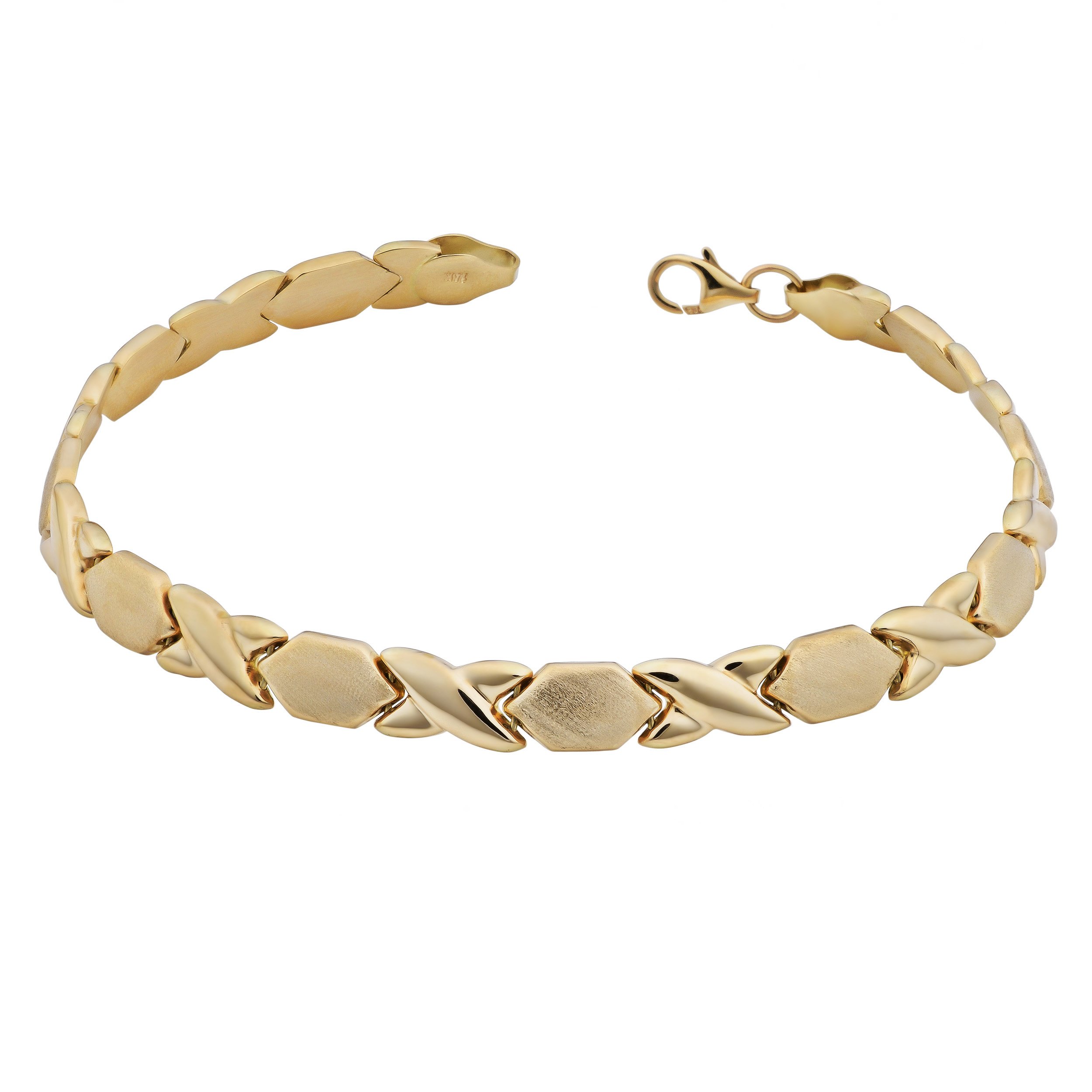 14k Yellow Gold Hugs and Kisses XOXO Bracelet (7.5 inch)