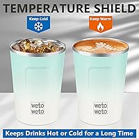 Vista 47 de WETOWETO Taza de viaje de 12 onzas, taza de café reutilizable aislada con tapa a prueba de fugas, taza de café de viaje de acero inoxidable, taza