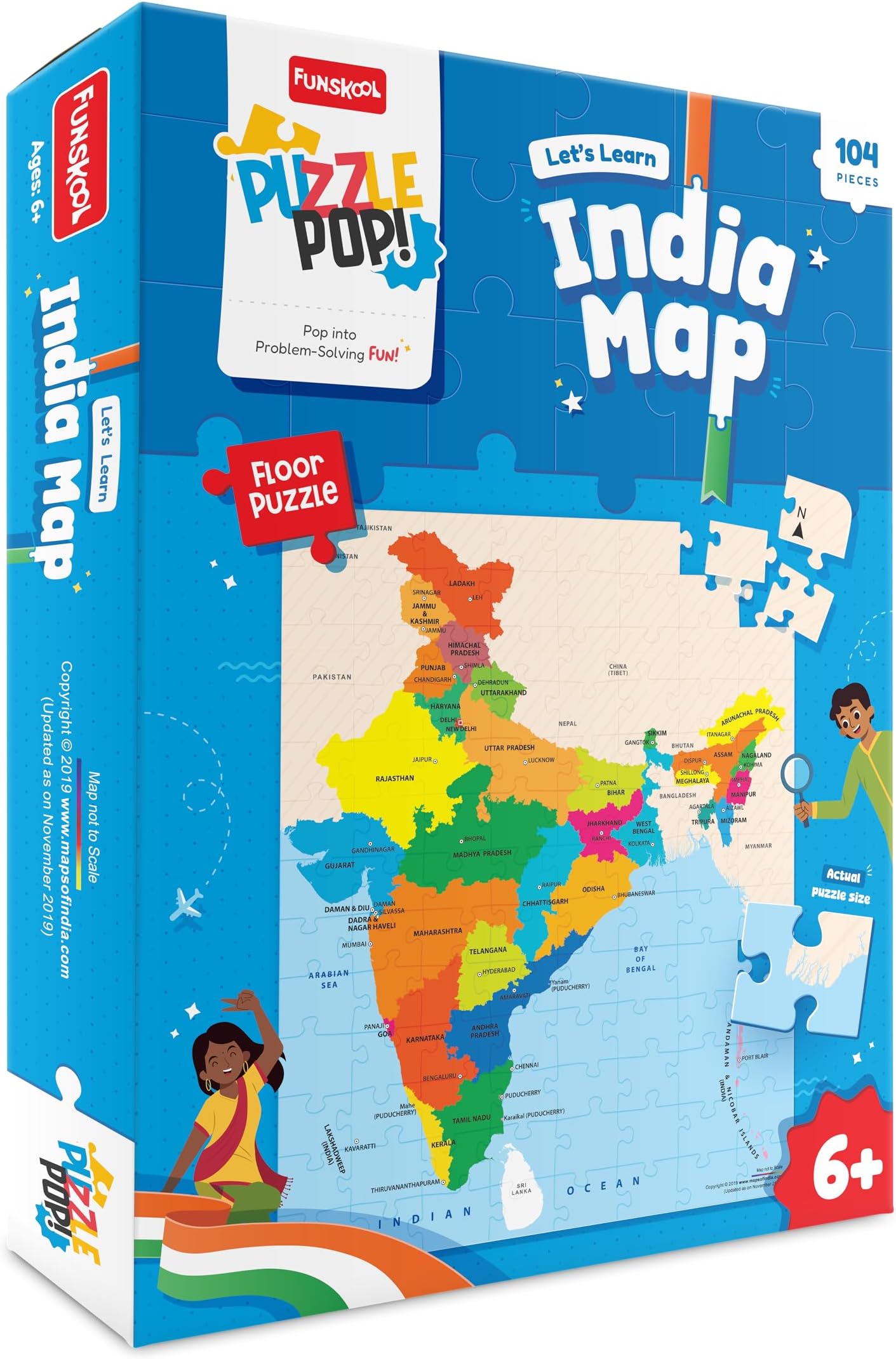 - Play & Learn Funskool India Map, Jigsaw Puzzle Game for Kids, 104 Pieces, Educational, Learning & Development, Fun Activity Toy for Childrens, Gift Set for Kid, Age 6+ Years