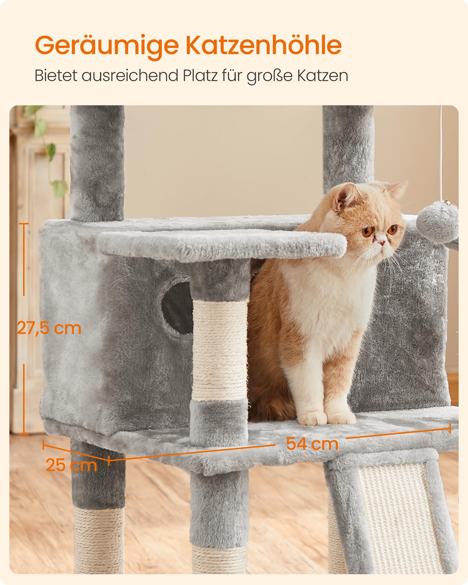Feandrea Kratzbaum, L Katzenbaum, 162 cm, 3 Plattformen
