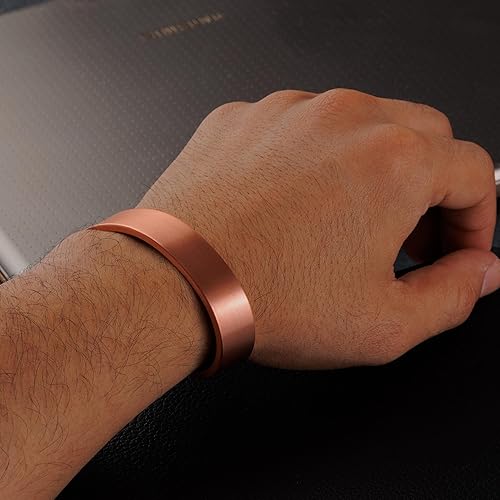 Miniatura 5 de DEMMEX Pulsera de cobre de 0.118 pulgadas de grosor para hombres y mujeres Brazalete de cobre turco sólido 100% puro, calibre pesado y sin