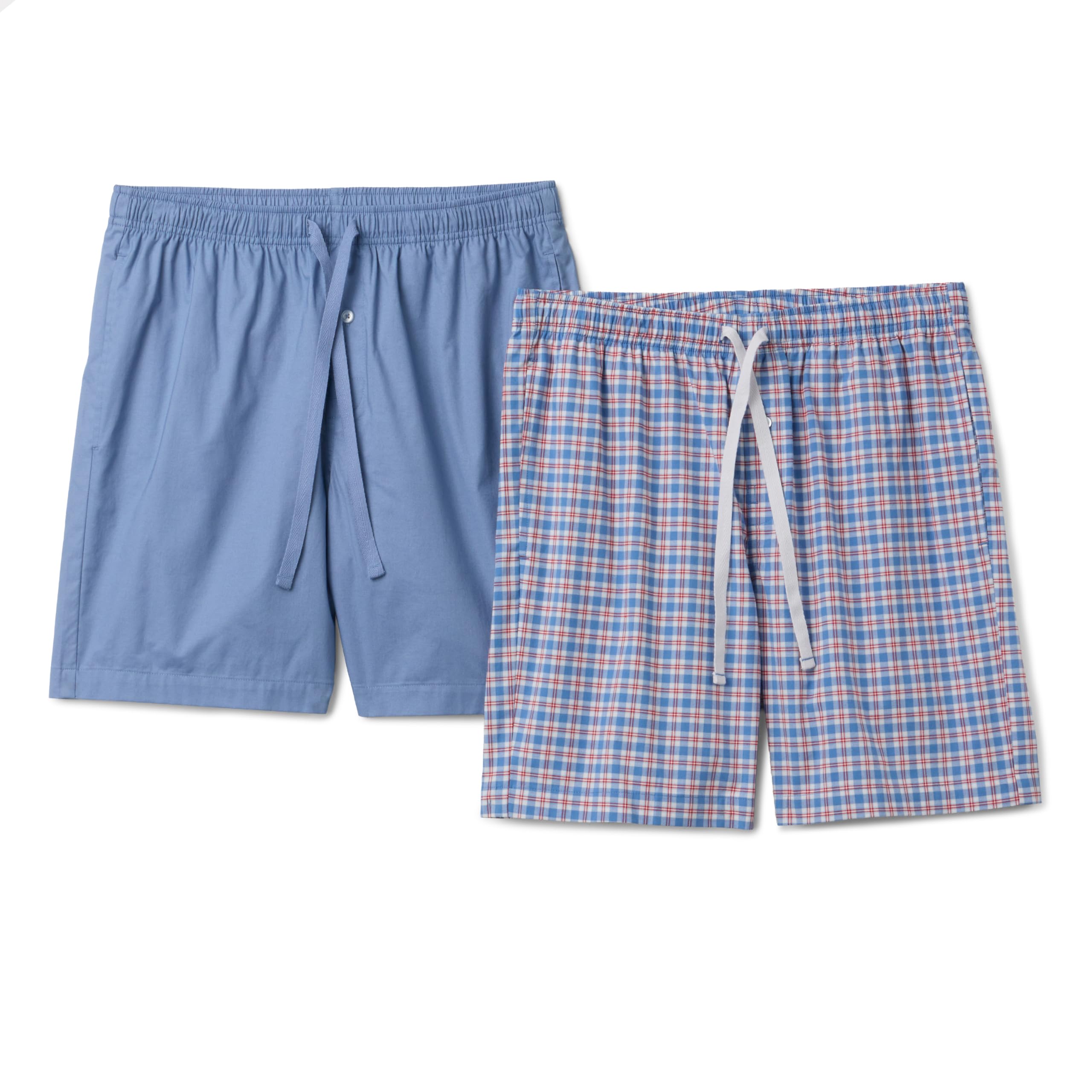 Amazon Essentials Herren Pyjama-Shorts, Kurz, Baumwoll-Stretch-Popeline, 2er-Pack