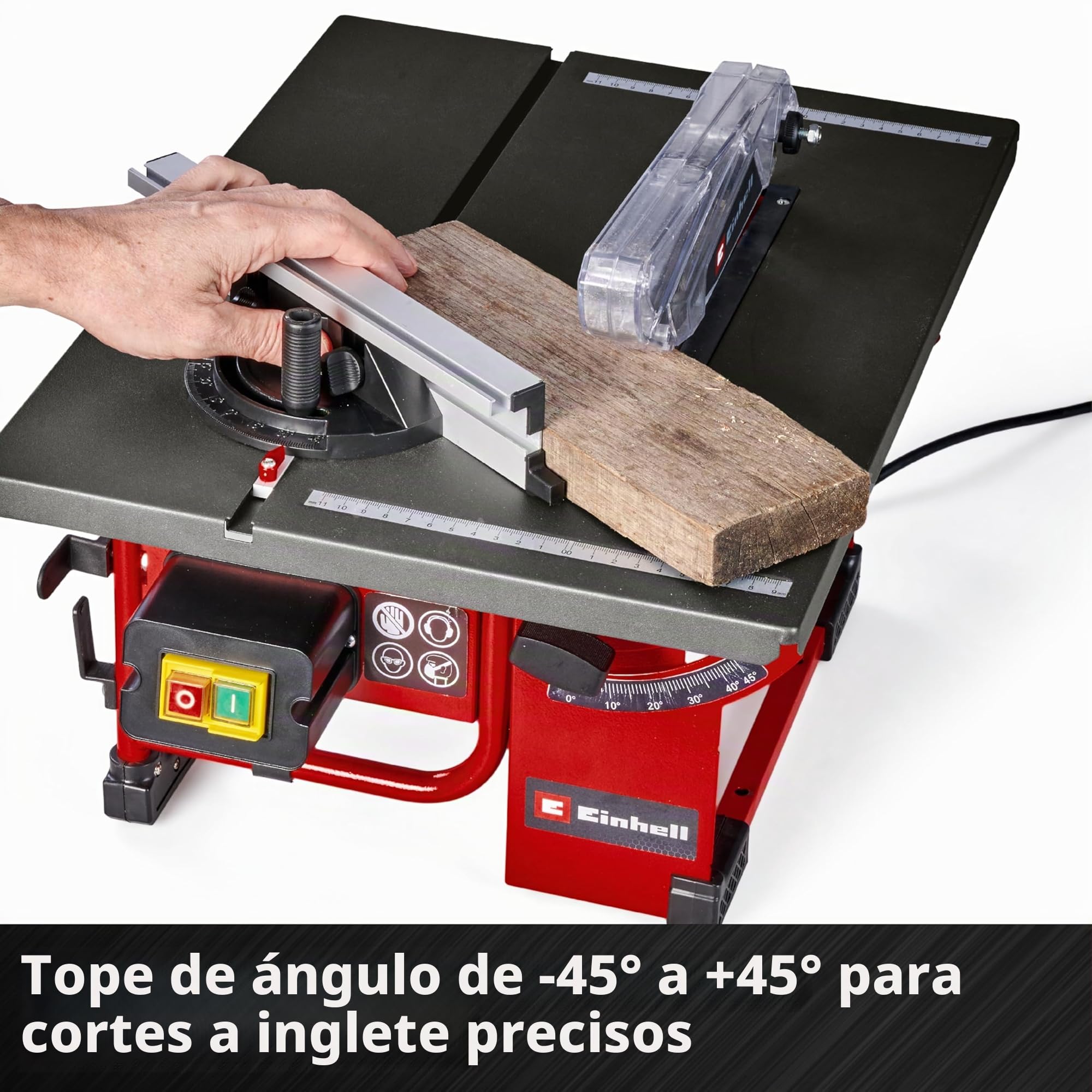 Einhell TC-TS 8 I - Sierra circular sobre mesa (800 W, altura de corte 45 mm, hoja Ø 200 mm, tope de ángulo, tope paralelo, conexión para aspiradora, con cuchilla de carburos de tungsteno)