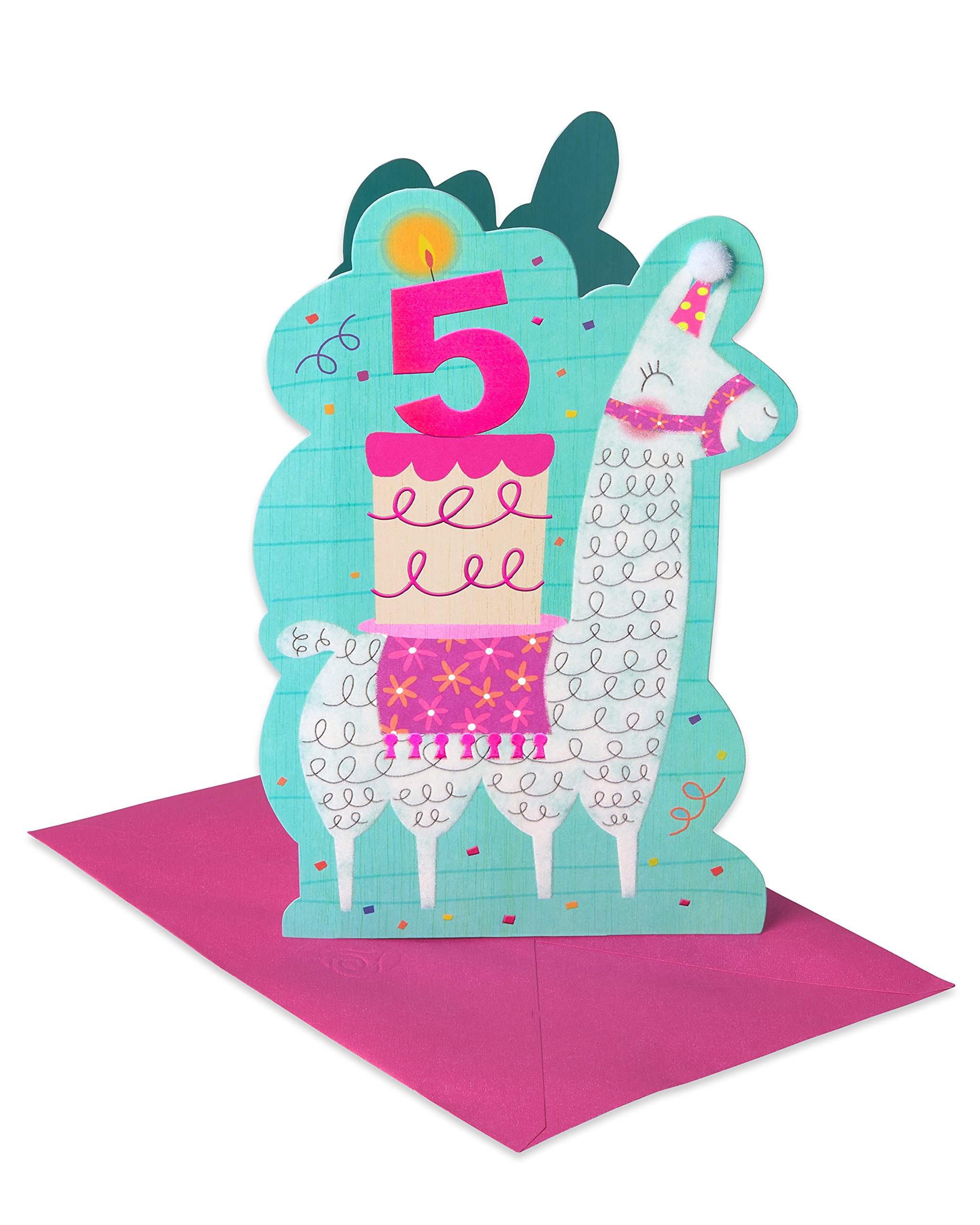 American Greetings 5th Birthday Card for Girl (Llama)