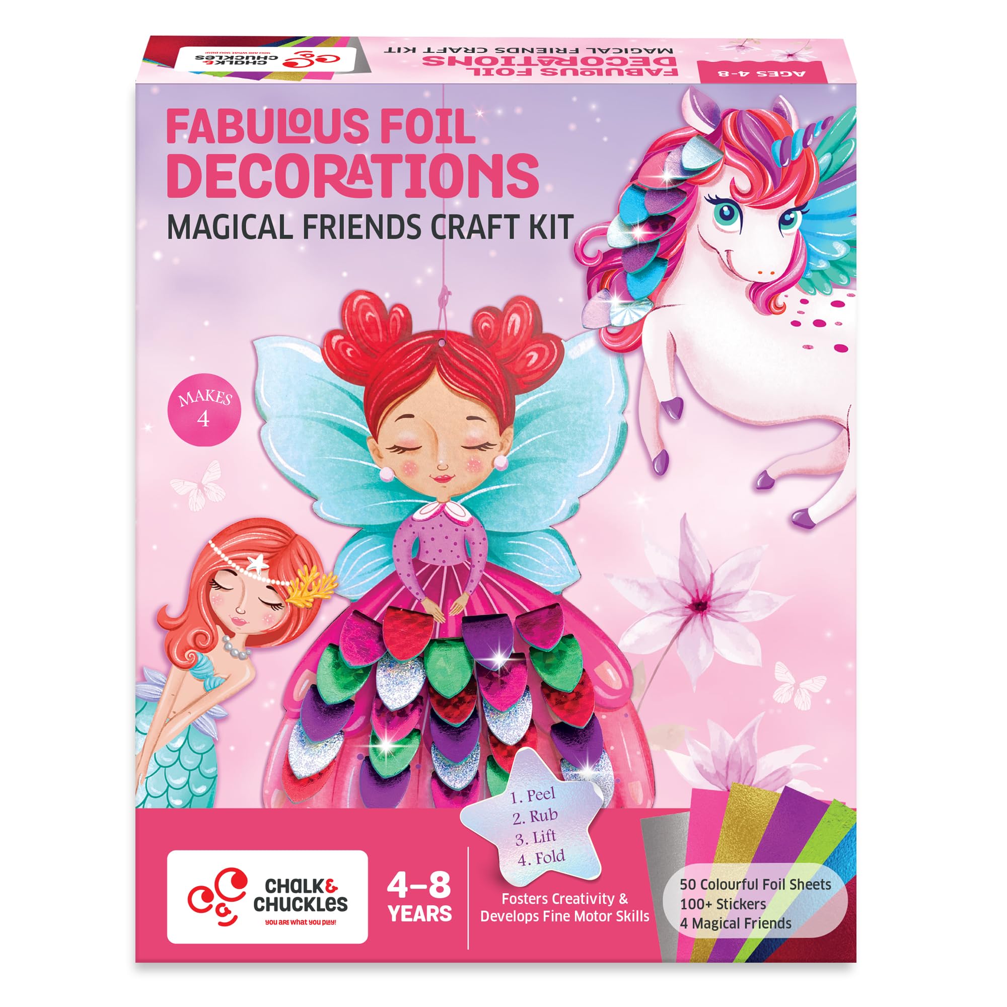 - Fabulous Foil Art and Craft Kit for Kids Age 4-8, 3D DIY Unicorn, Princess & Mermaid Decorations, Birthday Gifts for Girls & Boys 5, 6, 7-9, Creative Mess-Free Activity
