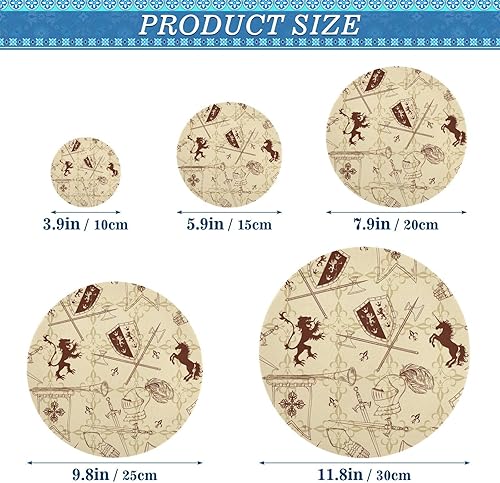 Miniatura 3 de Vnurnrn Knight Seamless Pattern Bowl Covers Waterproof for Fresh KeepingReusable Elastic Food Storage Container Lids 5 Pieces Set