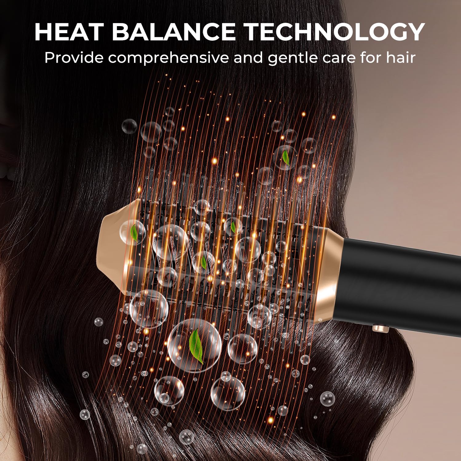 UKLISS Air Styler 5 en 1 Cepillo Secador de Pelo & Moldeador Pelo Airstyler Ionico Cepillo Moldeador de Aire Pelo Secador Pelo Cepillo Hairstyler para el Secado y Rizador Pelo Kit, Negro/Oro