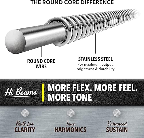 Miniatura 5 de DR Strings Hi-Beam - Núcleo redondo de acero inoxidable mediano 5 cuerdas 45-125