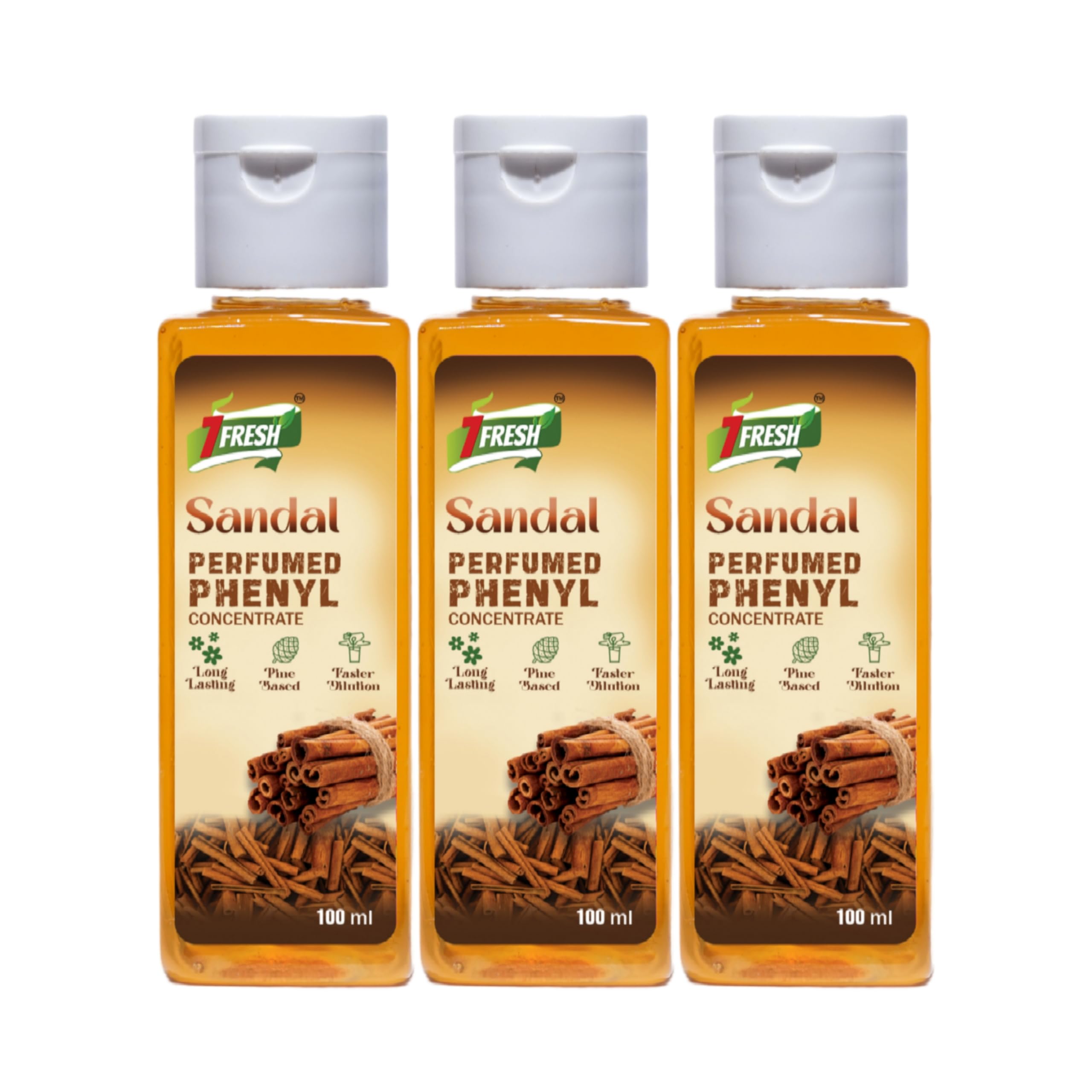 7Fresh SANDAL Perfumed Phenyl Concentrate Liquid 300 ml (3 Pack of 100 ml)(MAKES 7.5 TO 12 LITRE OF THICK WHITE PHENYL) Pine Based/Long Lasting/Faster Dilution /7 Fresh Phenyl Essence (B0CRNPGJPL) Amazon Price History, Amazon Price Tracker