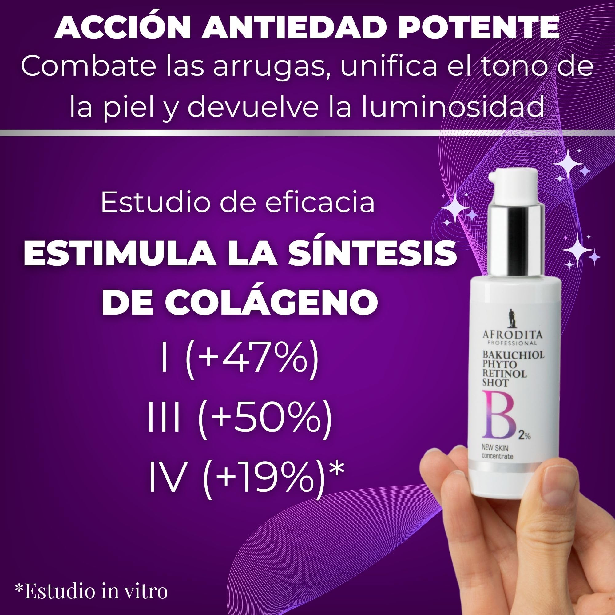 Afrodita Professional Bakuchiol Phyto Retinol Shot 2% - Sérum facial con Sytenol A, pantenol, beta-glucano y escualano, sin fragancia, vegano, 30 ml
