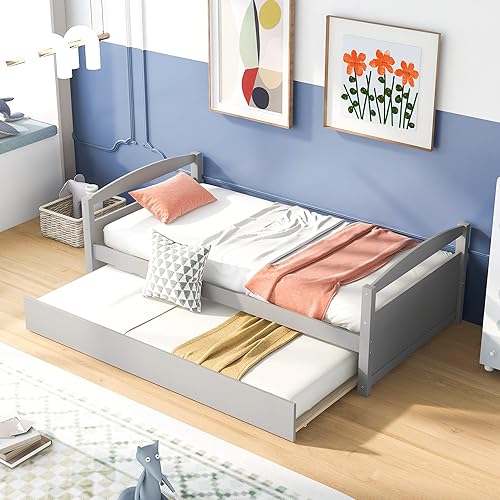 Miniatura 3 de Bellemave Marco de sofá cama individual con nido, cama de día de madera para sala de estar, cama de plataforma de tamaño individual para niños con