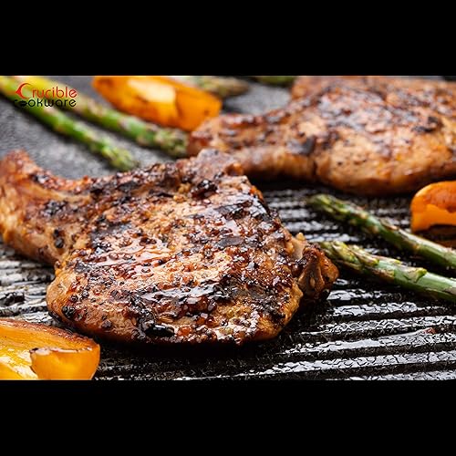 Miniatura 6 de Plancha de hierro fundido 20 x 10 pulgadas reversible presazonada parrilla y plancha combinada barbacoa fogata se adapta a más de dos quemadores de