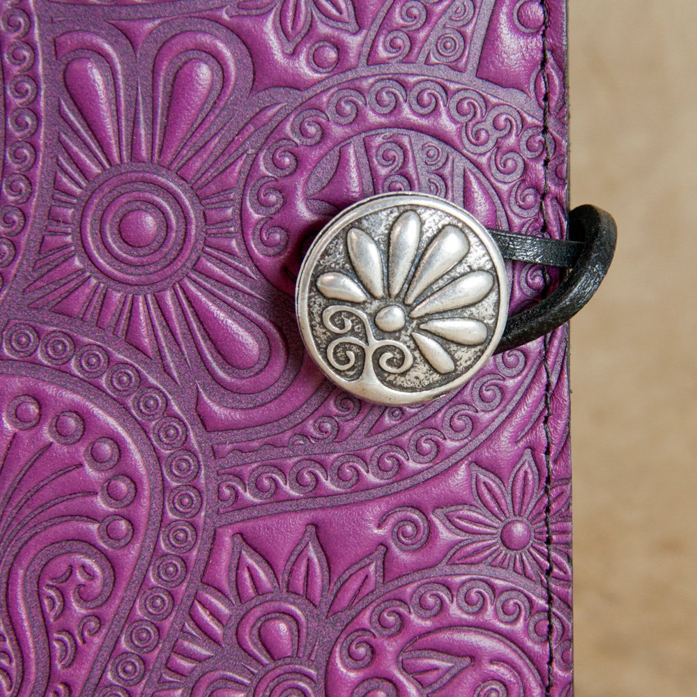 OBERON ☆ レザージャーナル カバー ピューターボタン スケッチブック付 Oberon Design Leather Journal Cover, Diary, Hokusai Wave