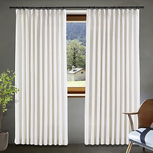 Frelement Paneles de cortinas opacas para ventana, cortinas de bloqueo de luz con forro opaco para sala de estar, cortinas plisadas con aislamiento