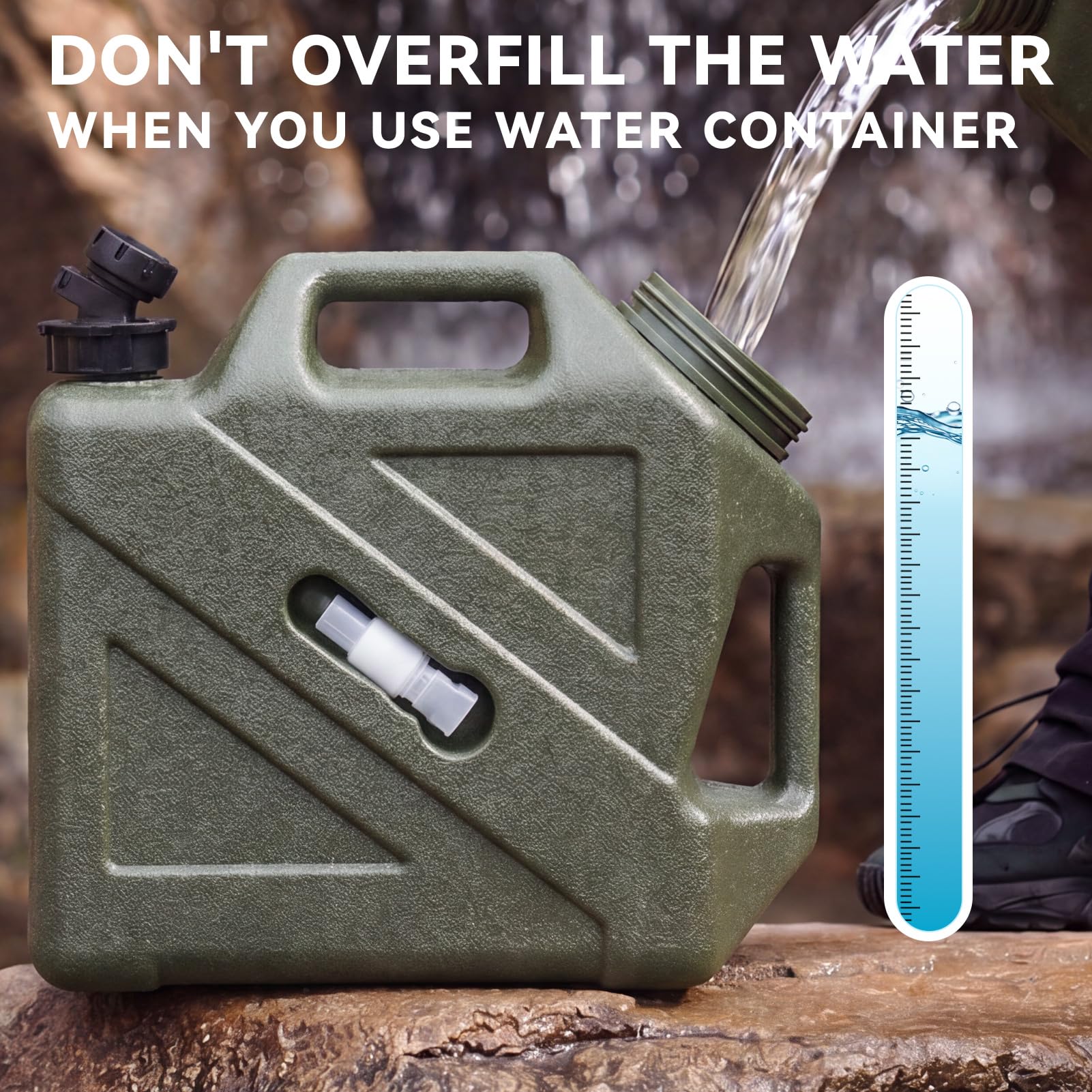 Contenedor de agua para camping, jarra de agua de 3.2 galones con grifo y espiga, tanque de agua portátil para suministros de picnic al aire libre, color verde