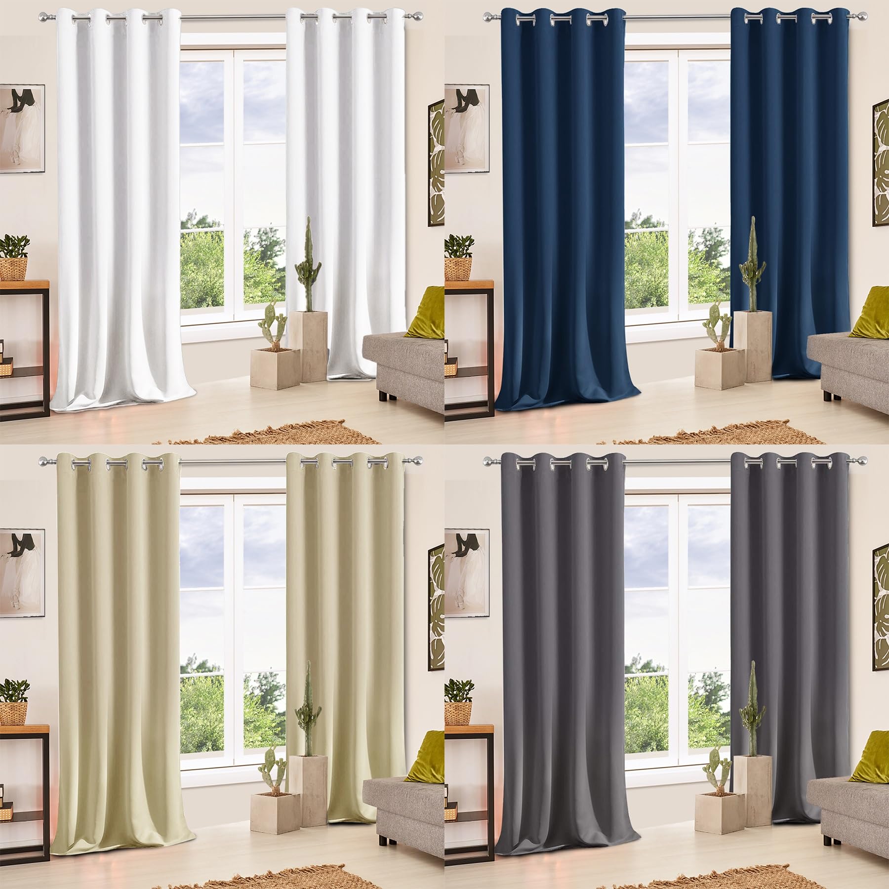 Tenda Oscurante per Finestre, 120 x 140 cm Tenda Oscurante Camera da Letto Tende Termiche con Anelli Decorazione e Divisorio Stanze, Grigio Scuro