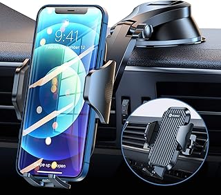 VICSEED Phone Mount for Car [Doesn't Block View & Thick Case Friendly] Car Phone Holder Mount, Strong Suction Cell Phone Holder Car Dashboard Air Vent Windshield Fit with iPhone 14 13 12 & All Phones