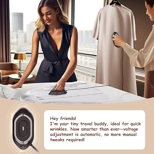 Miniatura 7 de Newbealer Plancha de viaje con doble voltaje, plancha seca ligera de 120 V220 V para ropa (sin vapor), suela de cerámica antiadherente, máquina de