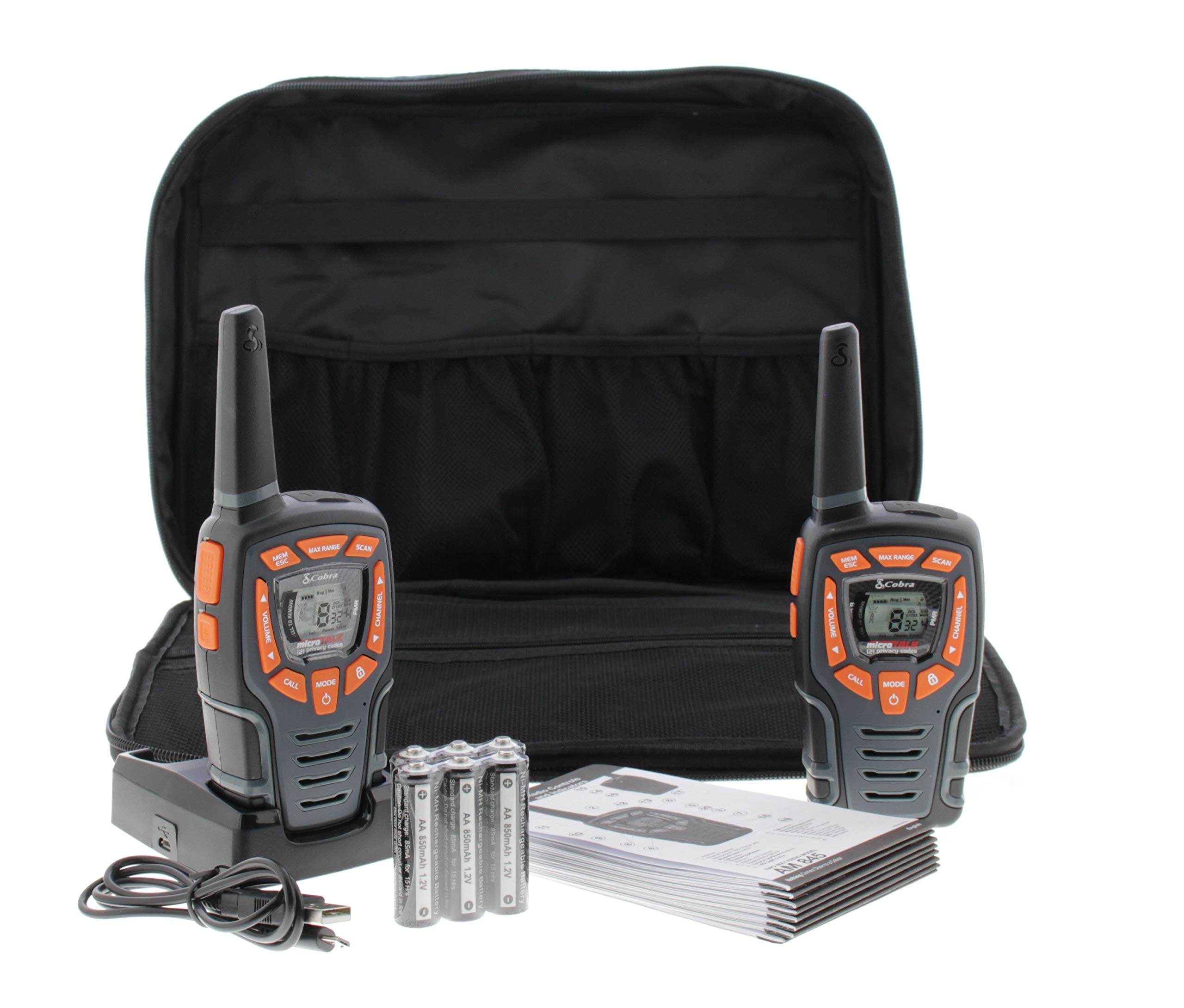 Cobra Walkie Talkie AM245 BBX, resistente a la intemperie con micrófono GA-EBM2 y baterías recargables (paquete de 2), color negro — view 8
