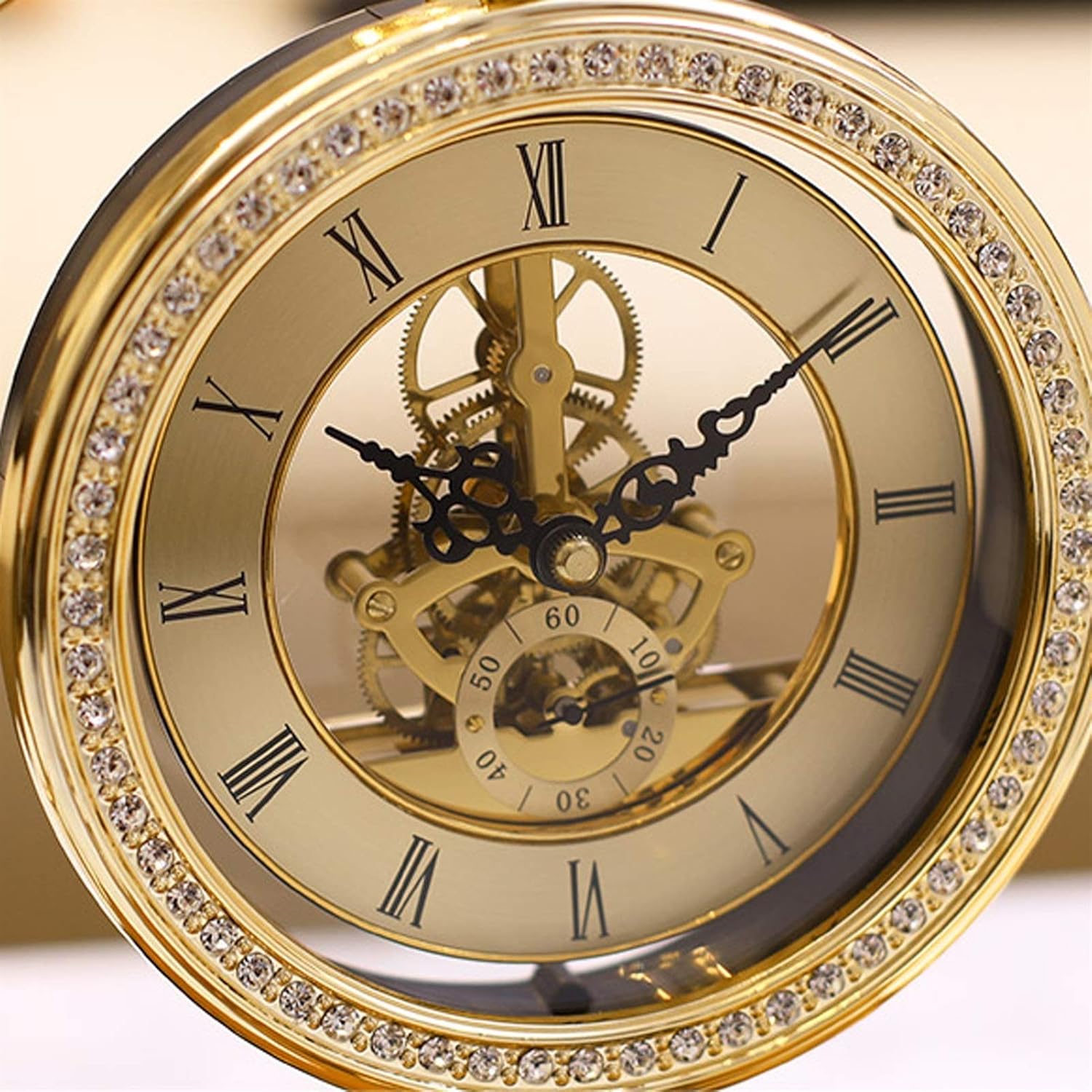 Desk Clock Bronze Table Clock, Simple, Stylish and Creative Table Clock Has Beautiful Lines, Agile Shape, Jumping Seconds Movement, 11.8 Inches Seat Clock