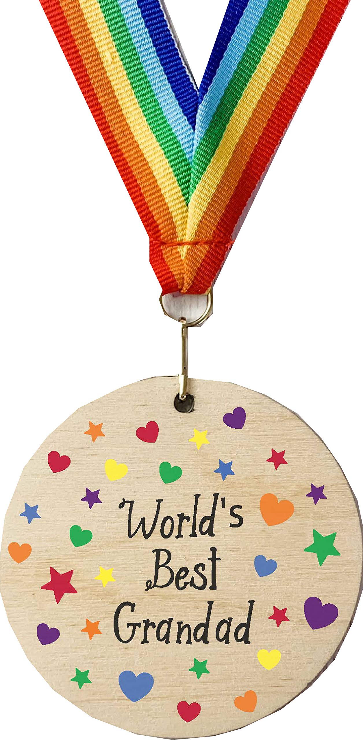 Wooden medal World's best Grandad - Father's Day gift DD2291