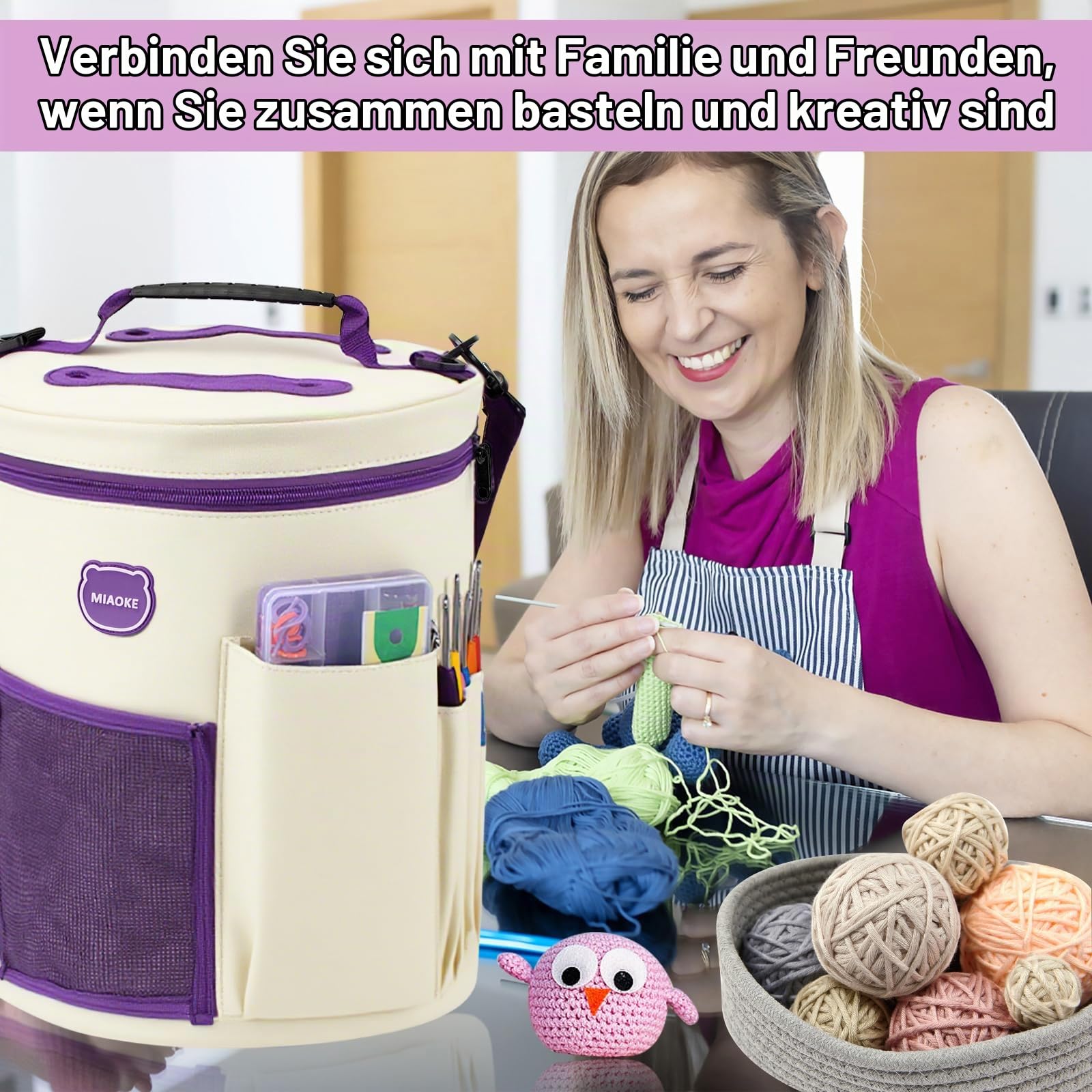 79 Stück Häkelset für Anfänger, Tragbar Häkelnadel Set, Strick Häkelzubehör