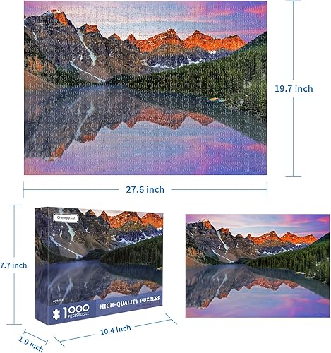 Miniatura 3 de CHengQiSM Rompecabezas de 1000 piezas para adultos, paisaje del Lago Moraine, calidad premium, 1000 piezas, decoración del hogar, rompecabezas,