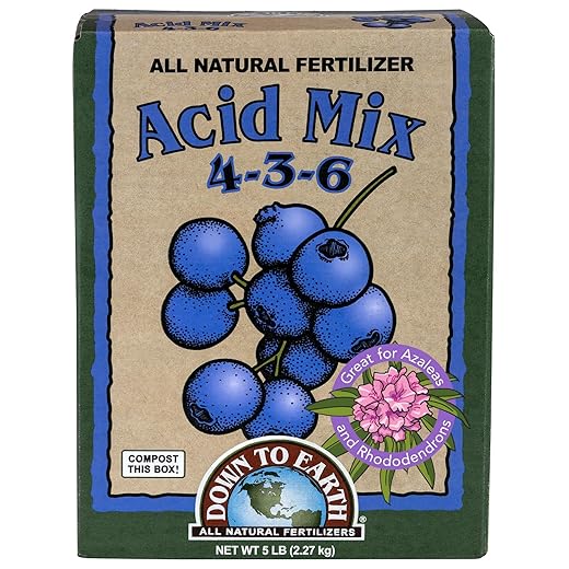 Down To Earth All Natural Fertilizers Organic Acid Mix - Plant Food for Blueberries, Raspberries, Azaleas and Rhododendrons 4-3-6, 5 lb