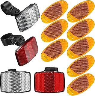 VICDUEKG Bike Front and Rear Reflectors Kit, 12 PCS Bicycle Light Wheel Spoke Reflectors Kit, Cycling Accessories Bike Safety Warning Reflectors for Handlebar and Night Cycling